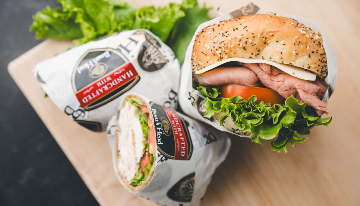 Roast beef sandwich and turkey wrap